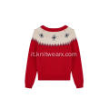 Palle a mano a maglia da ragazza e pullover jacquard